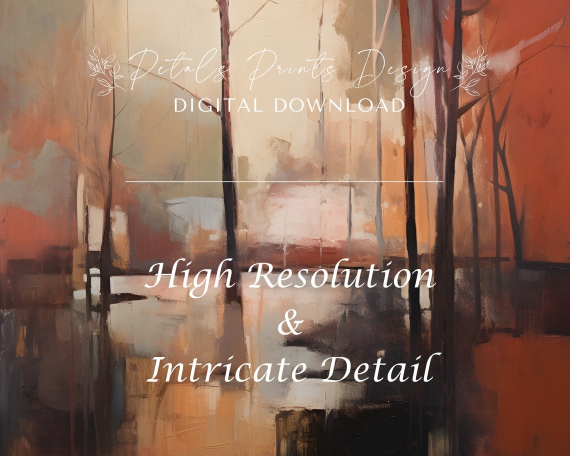 Red Autumn Forest Abstract Trees Painterly Fall Season Poster - Image 3