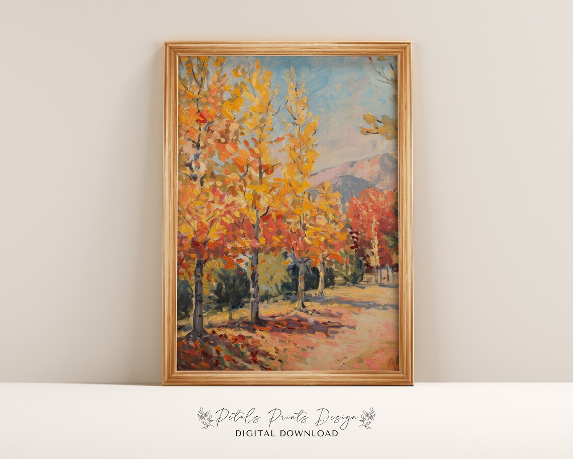 Rustic Fall Landscape, Vintage Autumn Countryside Print