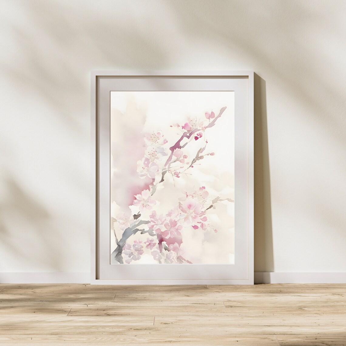 Cherry Blossom Watercolor Art Print Botanical Wall Decor