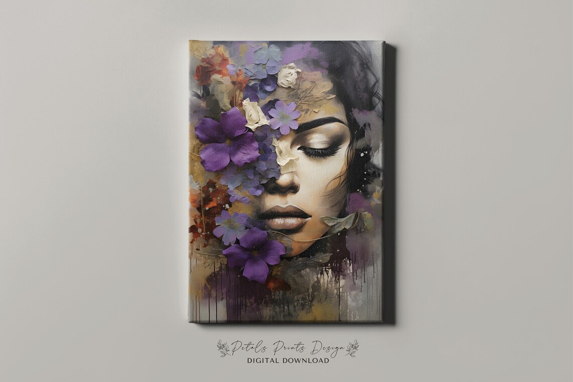 Flower Woman Vintage Oil Painting Art Print - Image 4