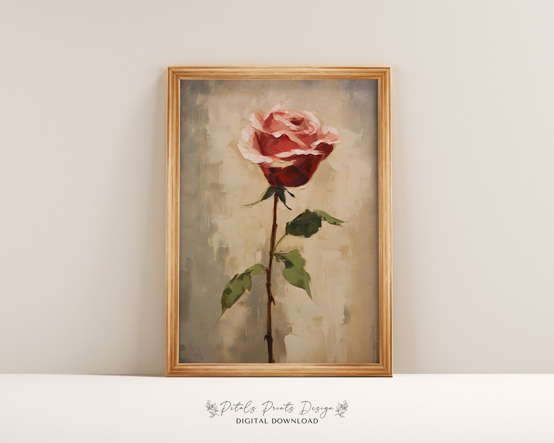 Valentines Day Red Pink Roses Watercolor Art Print
