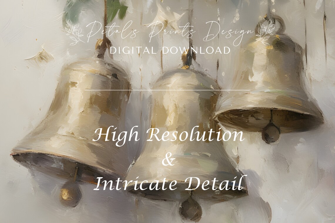 Christmas Bells Still Life, Rustic Vintage Holiday Art Print - Image 3