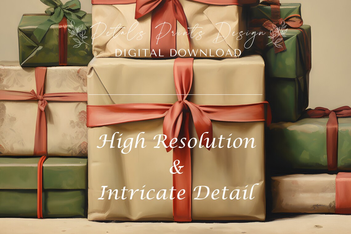 Vintage Christmas Presents Holiday Art Print - Image 4