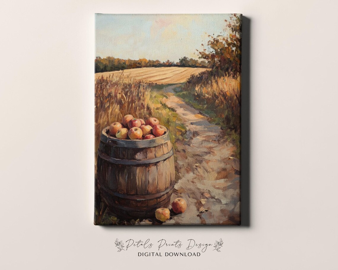 Rustic Autumn Landscape Vintage Countryside Art Print - Image 4