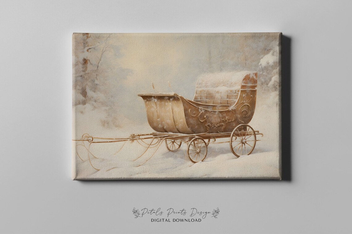Sleigh Still Life Painting Christmas Art Print - Image 4