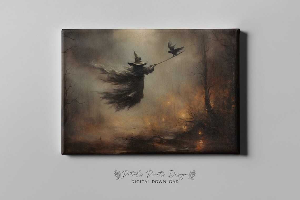 Witchy Decor Vintage Halloween Art Print - Image 3