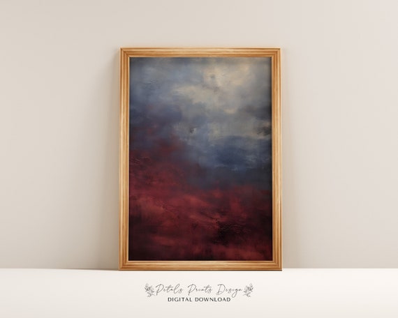 Abstract Clouds Vintage Wall Art Neutral Sky Landscape Prints Countryside Painting Rustic Farmhouse Decor Art Print 2024