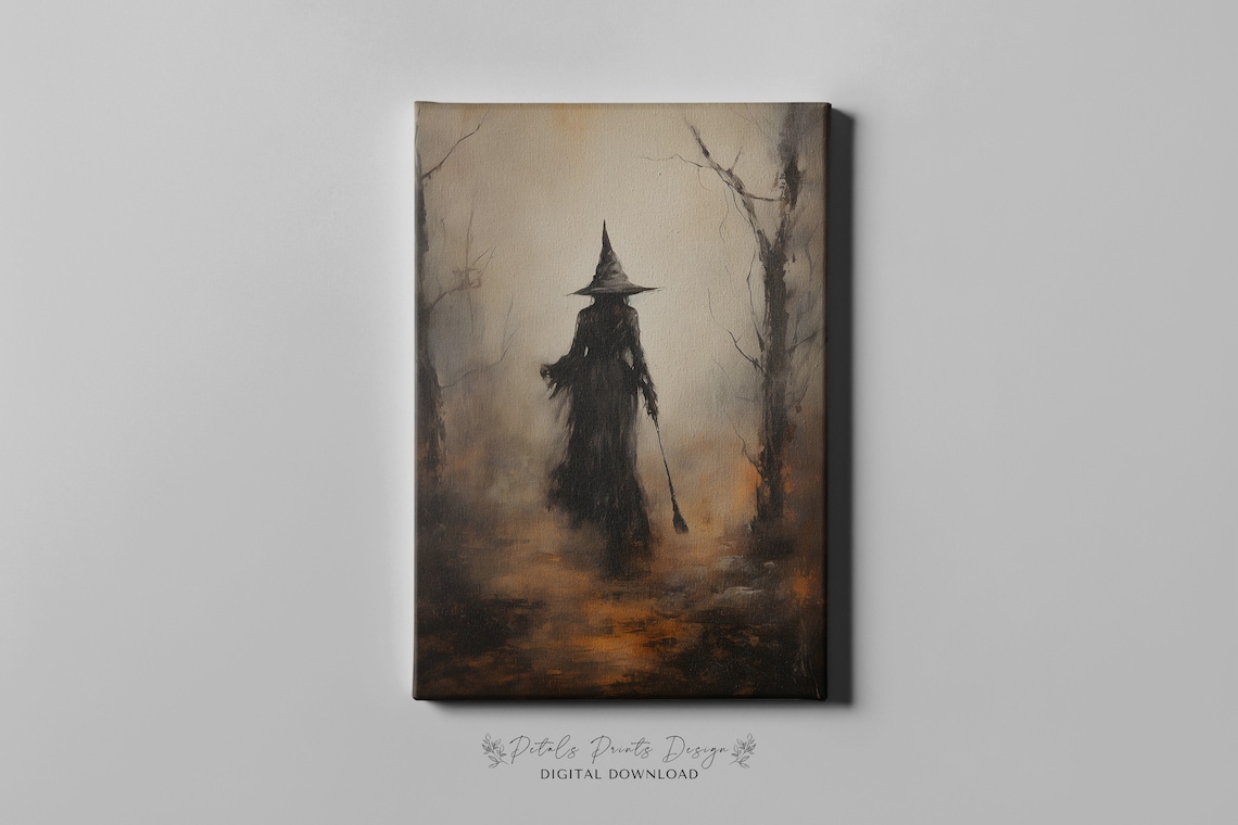 Vintage Witch Halloween Rustic Decor Art Print - Image 4