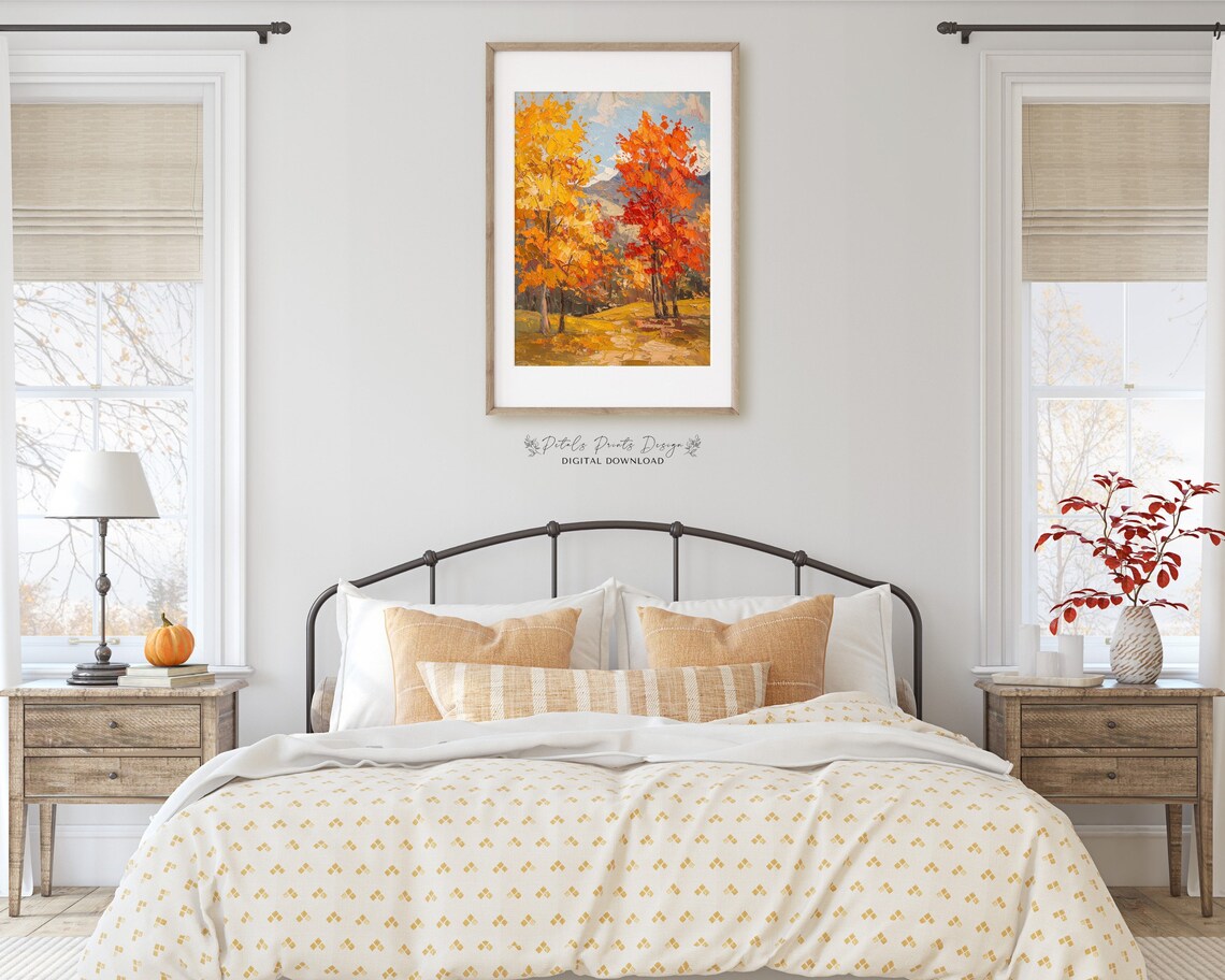 Rustic Fall Landscape Vintage Autumn Country Scene - Image 2