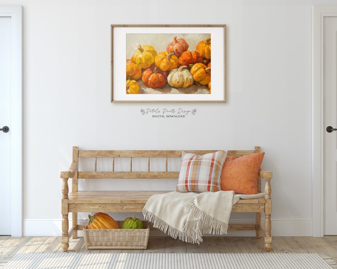 Heaped Pumpkin Harvest Pile Impasto Fall Thanksgiving Art Print - Image 4