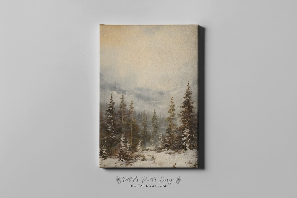 Rustic Winter Landscape Art Print, Vintage Farmhouse - Image 4