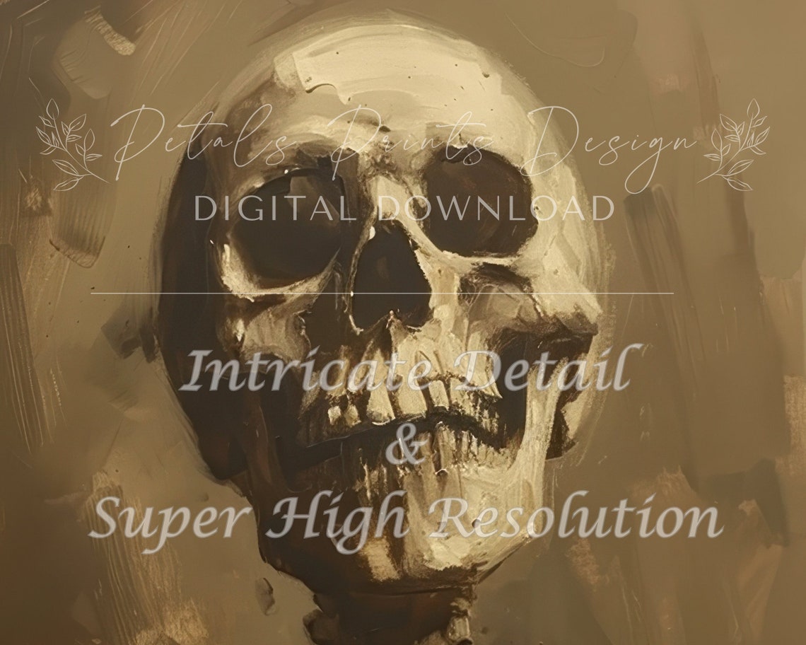Vintage Skeleton Portrait Sepia Tone Gothic Halloween Art Poster - Image 2