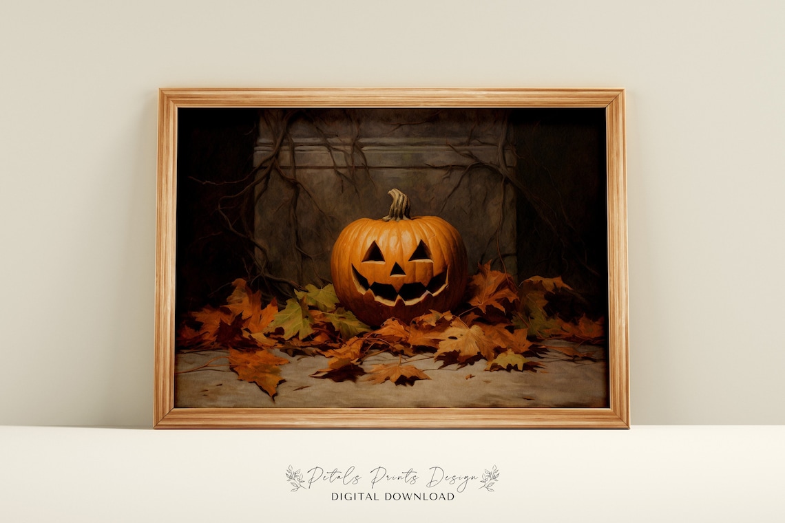 Vintage Pumpkin Halloween Rustic Fall Decor Poster