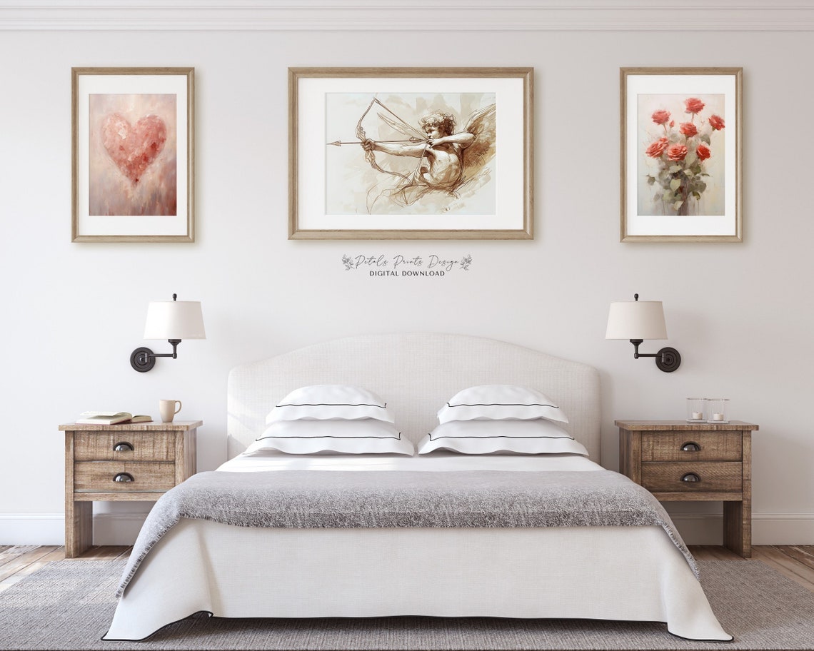Valentine's Day Gallery Wall Set Romantic Hearts Cupid Roses Poster - Image 2