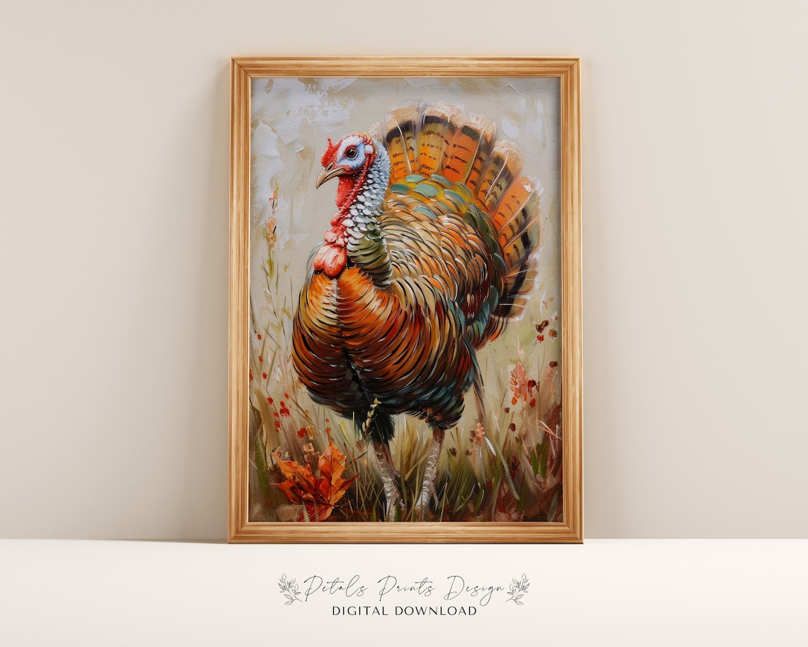 Vintage Turkey Still Life Painting, Rustic Autumn Art Print