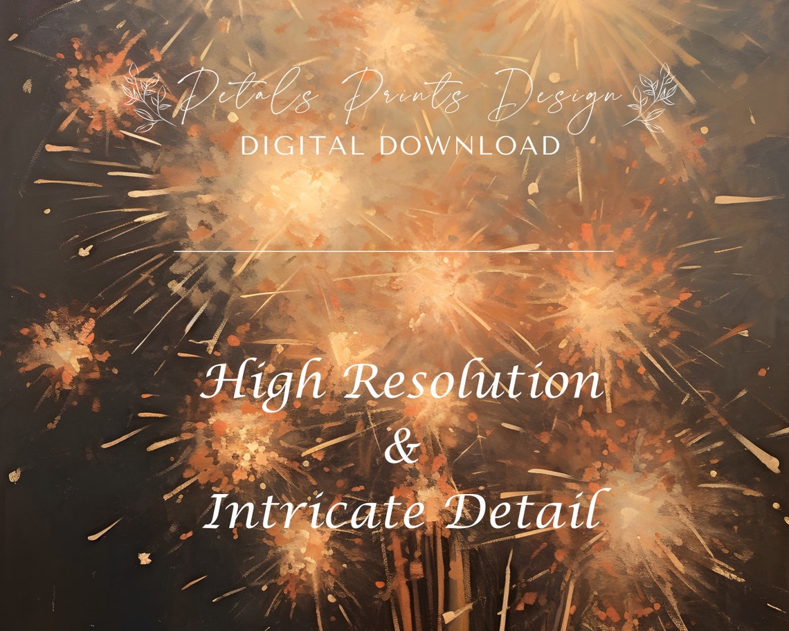 Golden Fireworks Night Sky Celebration Abstract Painting Poster - Image 3
