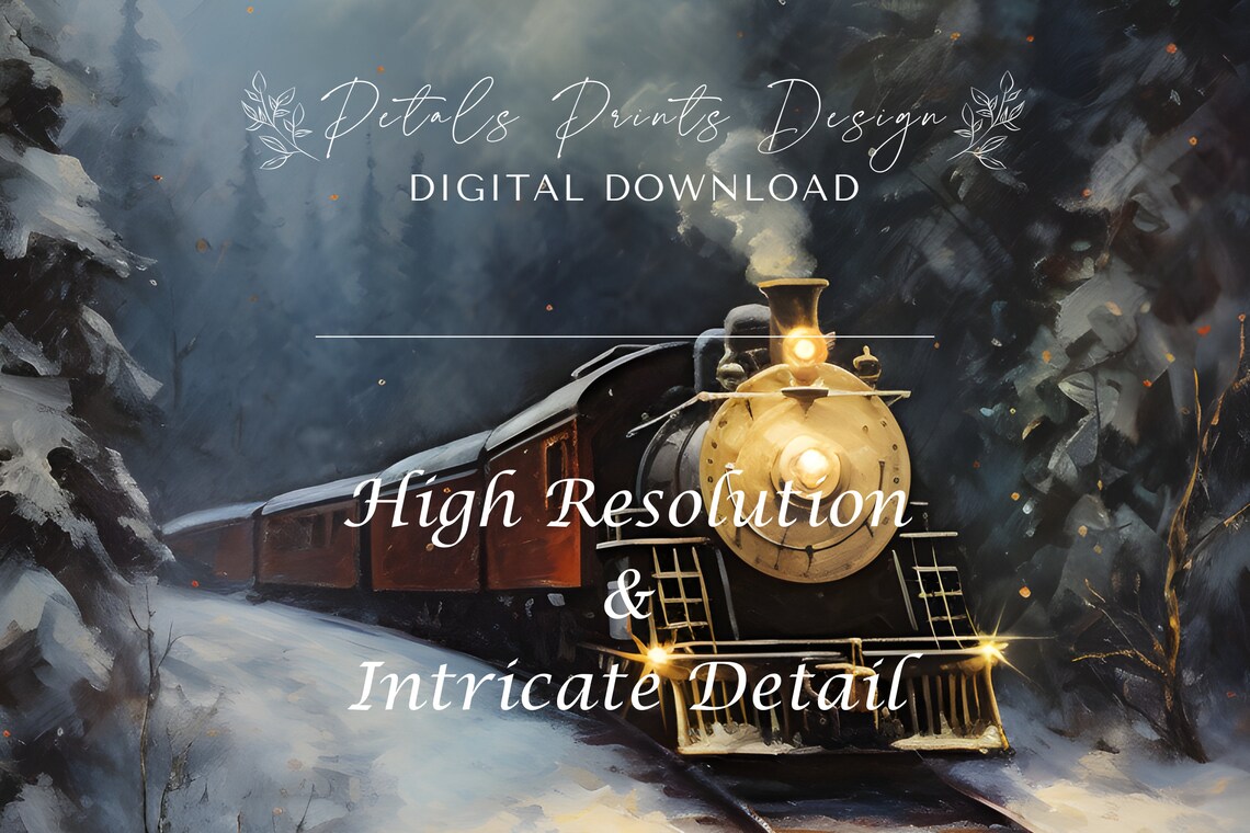 Polar Express Train Christmas Art Print, Rustic Vintage - Image 3