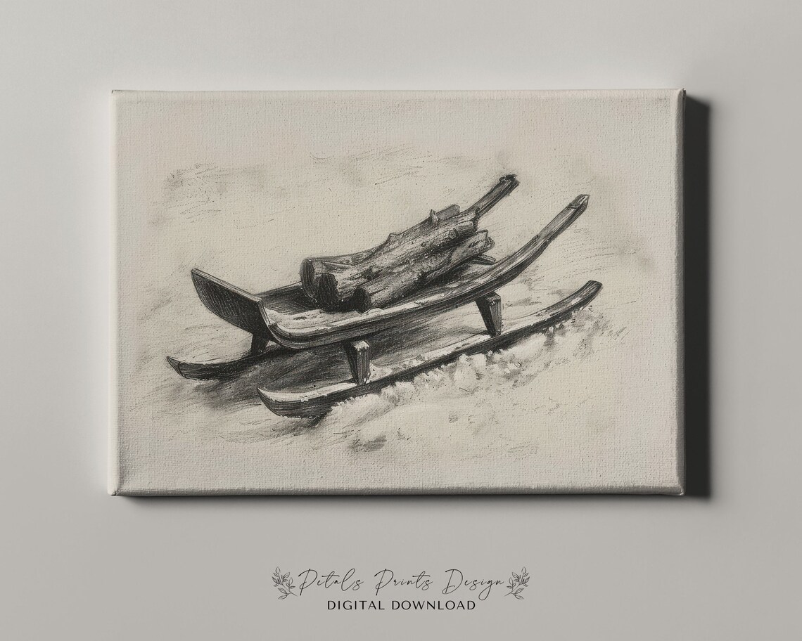 Christmas Sled Vintage Holiday Art Print - Image 4
