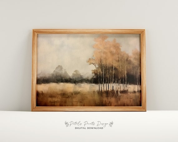 Neutral Country Vintage Wall Art Neutral Field Landscape Prints Countryside Painting Rustic Farmhouse Decor Art Print 2024
