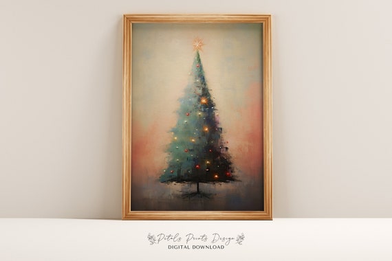 Christmas Trees Rustic Vintage Holiday Art Print