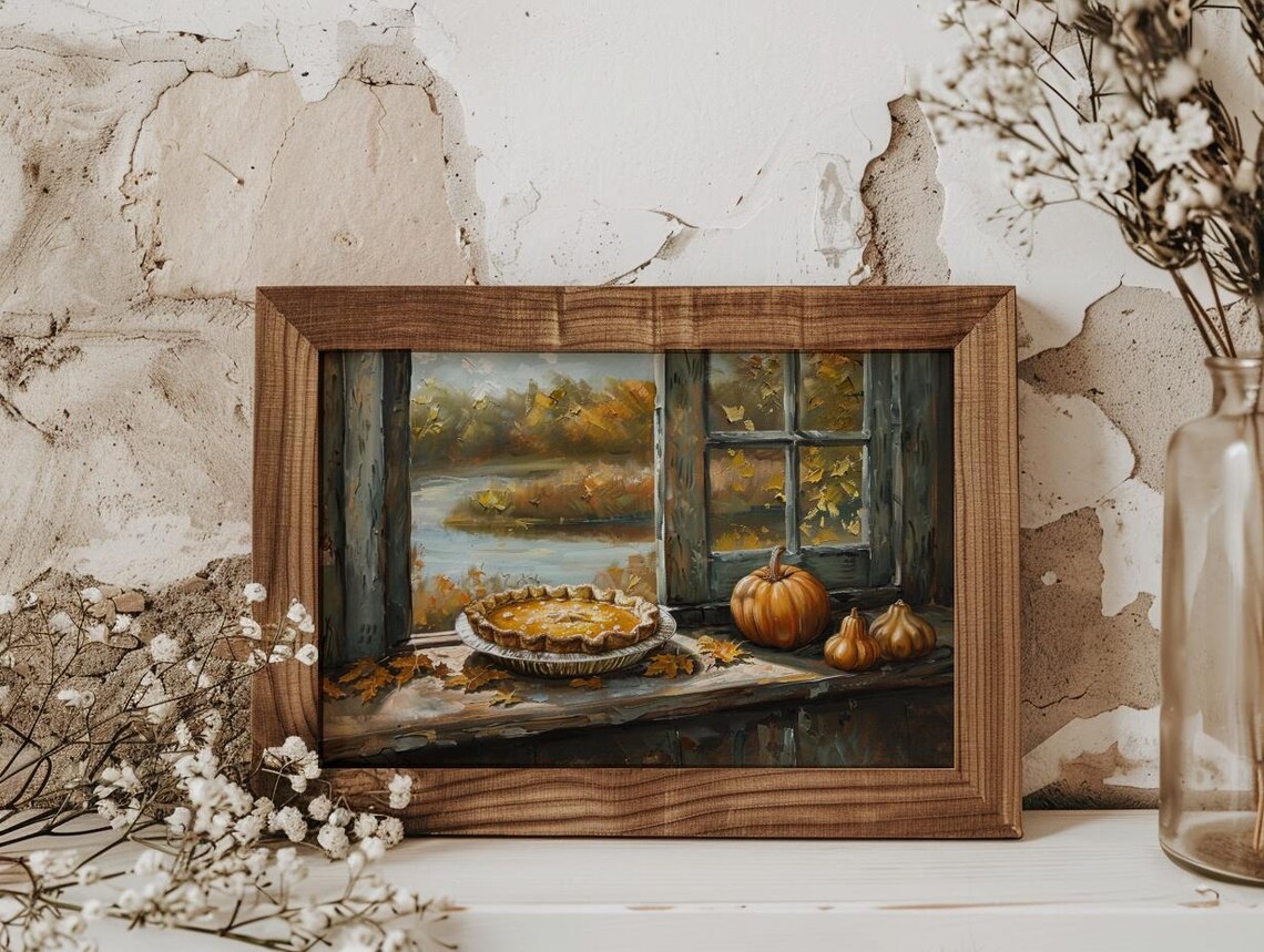 Autumn Wall Art Pumpkin Pie Print, Rustic Fall - Image 4