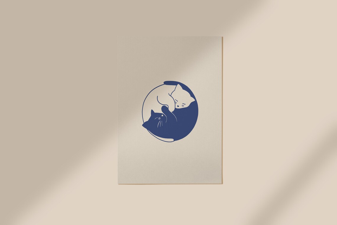 Yin and Yang Cats Minimalist Cat Art Print - Image 2