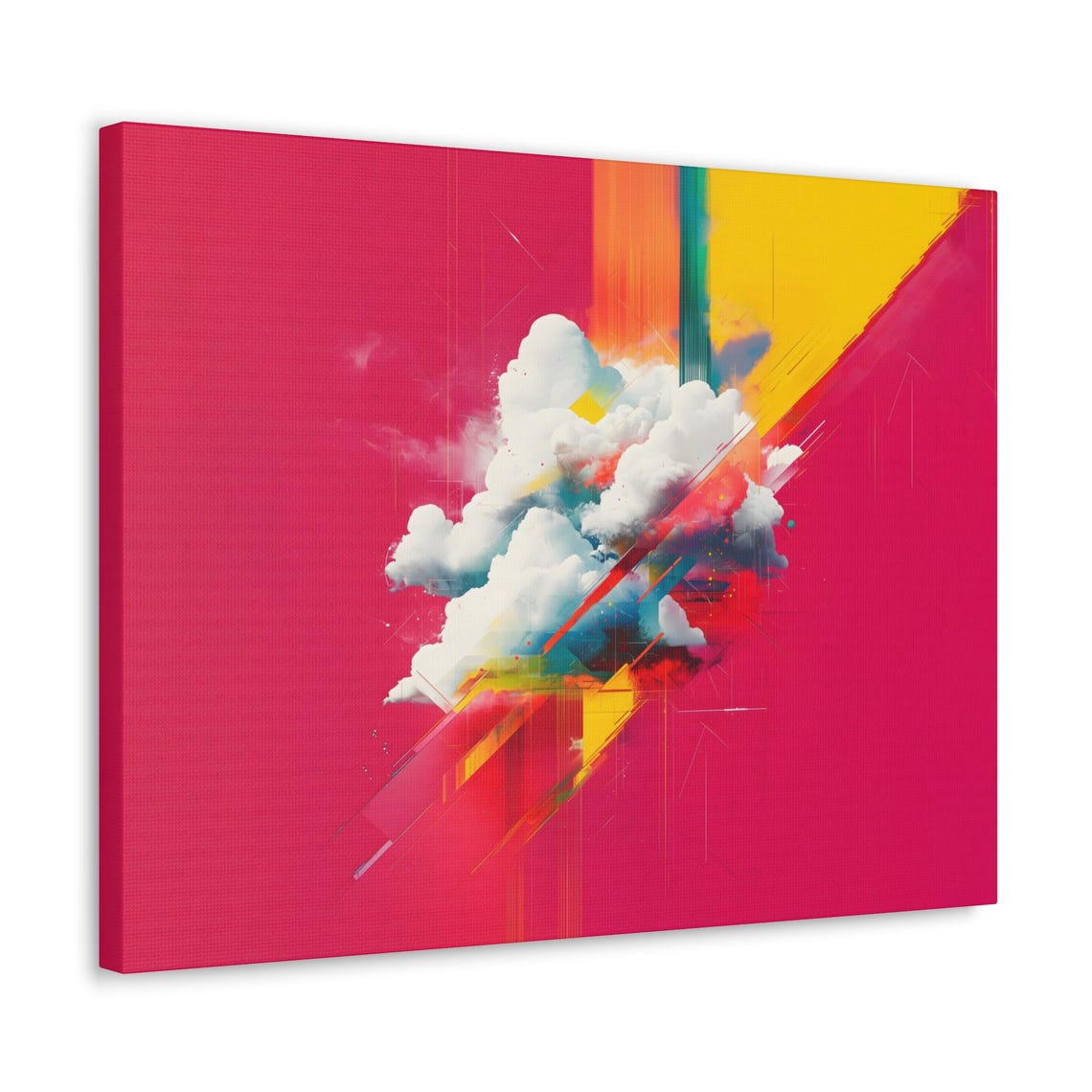Abstract Geometric Cloud Burst Hot Pink Modern Colorful Art Poster