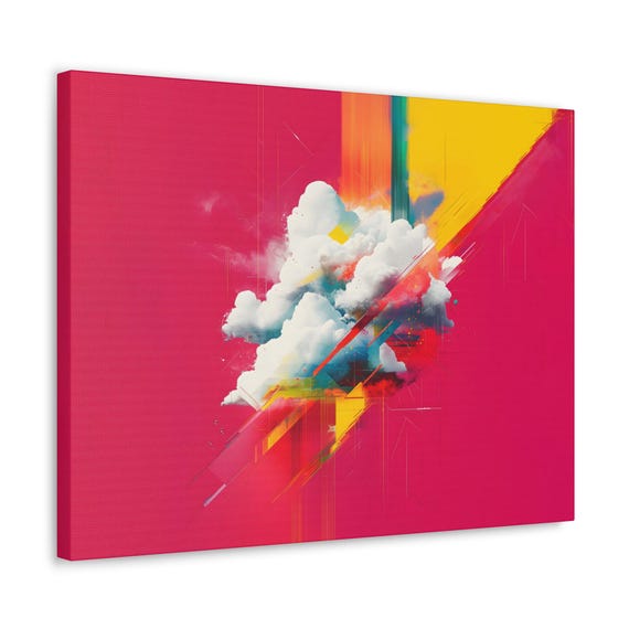 Geometric Colorful Clouds Variant 3 Print Evening Landscape Modern Painting Fantasy Nature Rustic Wall Print Airbnb Art Wall Decor