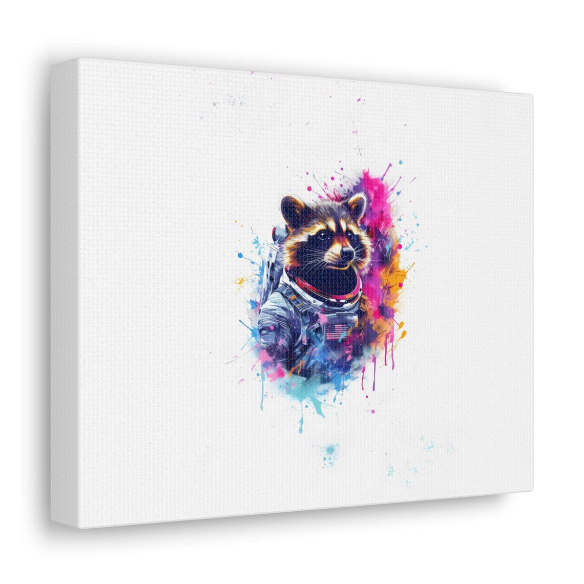 Raccoon Astronaut Portrait Colorful Space Splash Watercolor Poster - Image 3