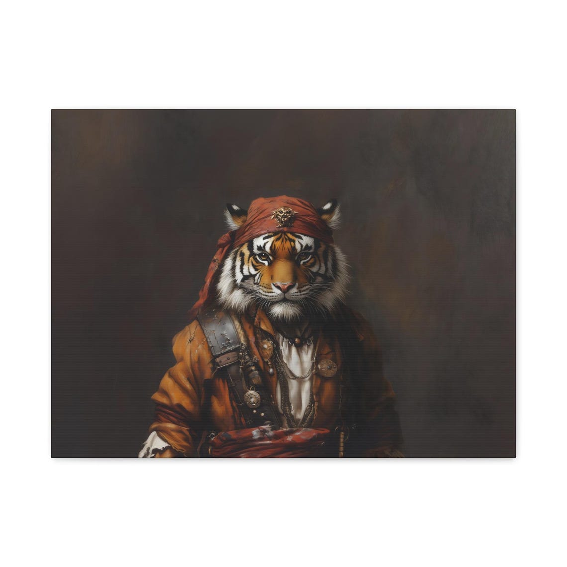 Tiger Pirate Maximalist Eclectic Victorian Print Bold Altered Party Portrait Fantasy Fun Colorful Renaissance Rustic Art - Image 2