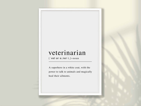 Funny Veterinarian Definition Print Gift Poster Wall Art Vet Clinic Decor Quote