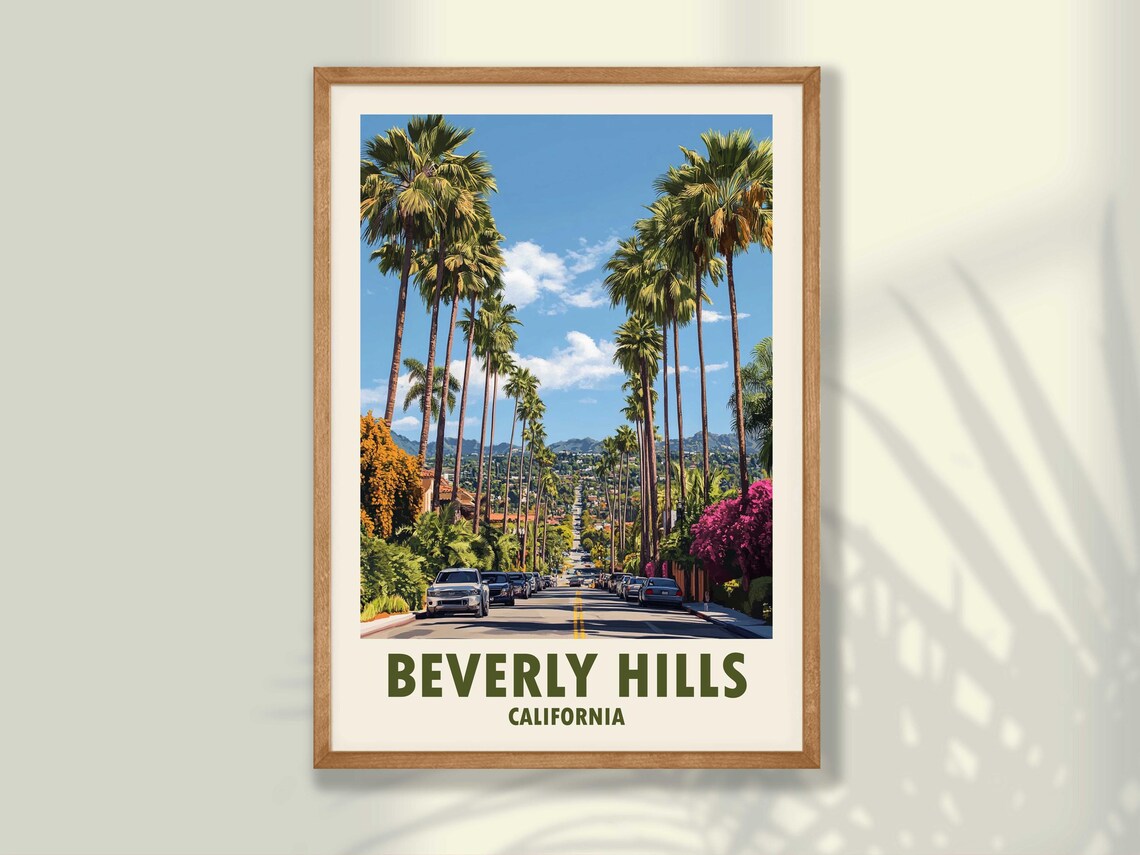 Beverly Hills Travel Poster, Decor Wall Art Print