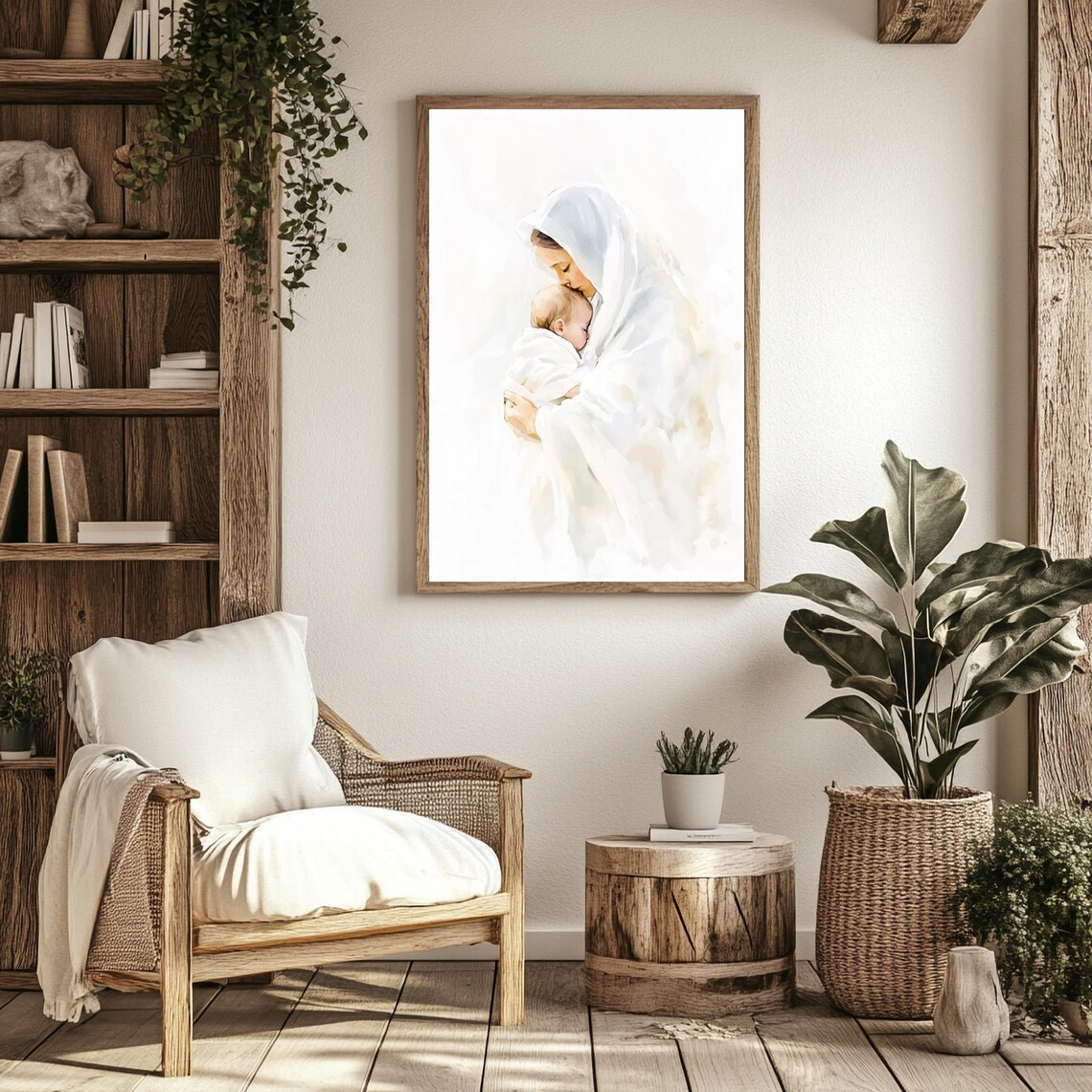 Virgin Mary Holding Baby Jesus, Modern Christian Art - Image 2