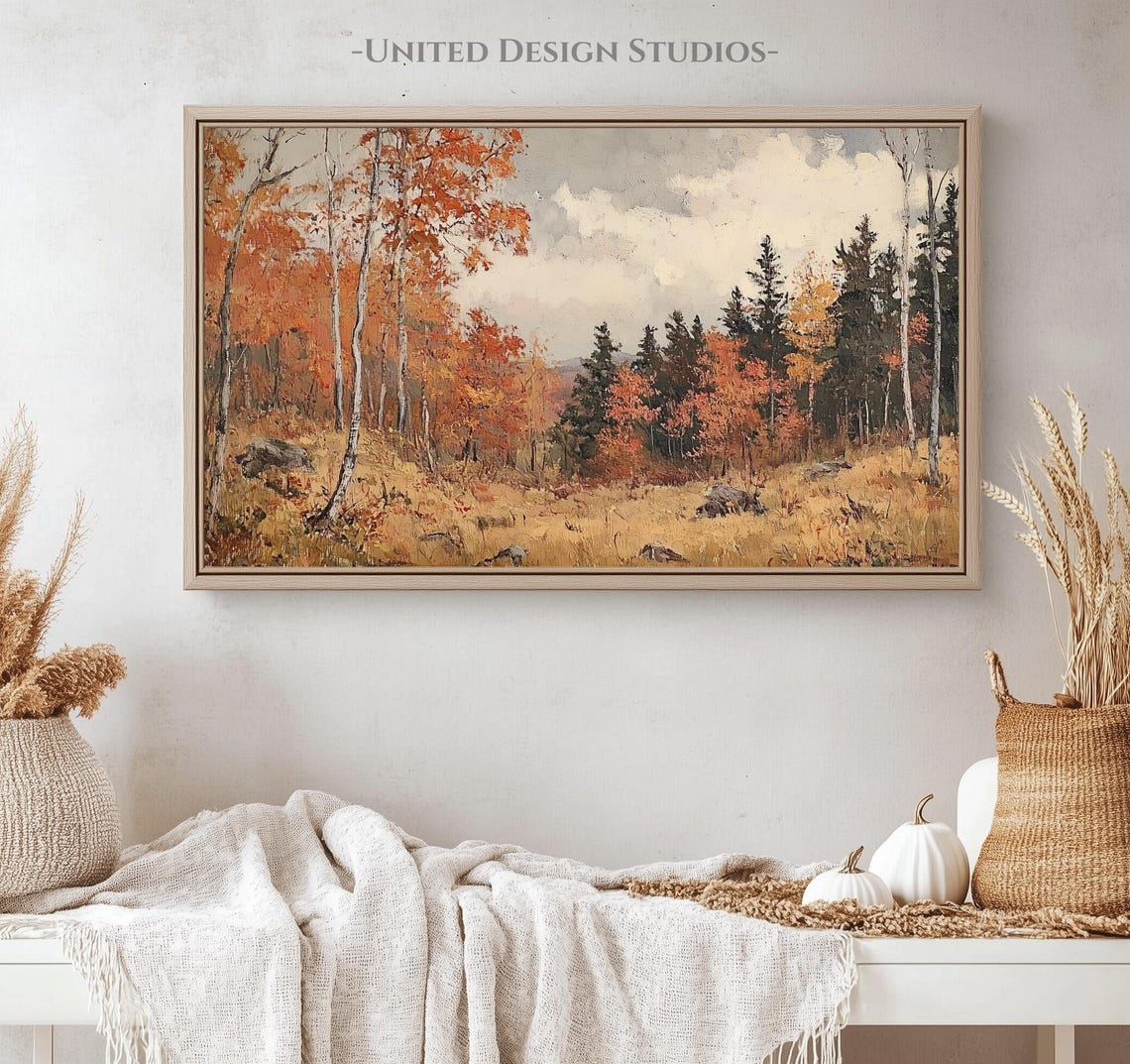 Autumn Birch Trees Orange Foliage Vintage Fall Forest Landscape Poster - Image 4