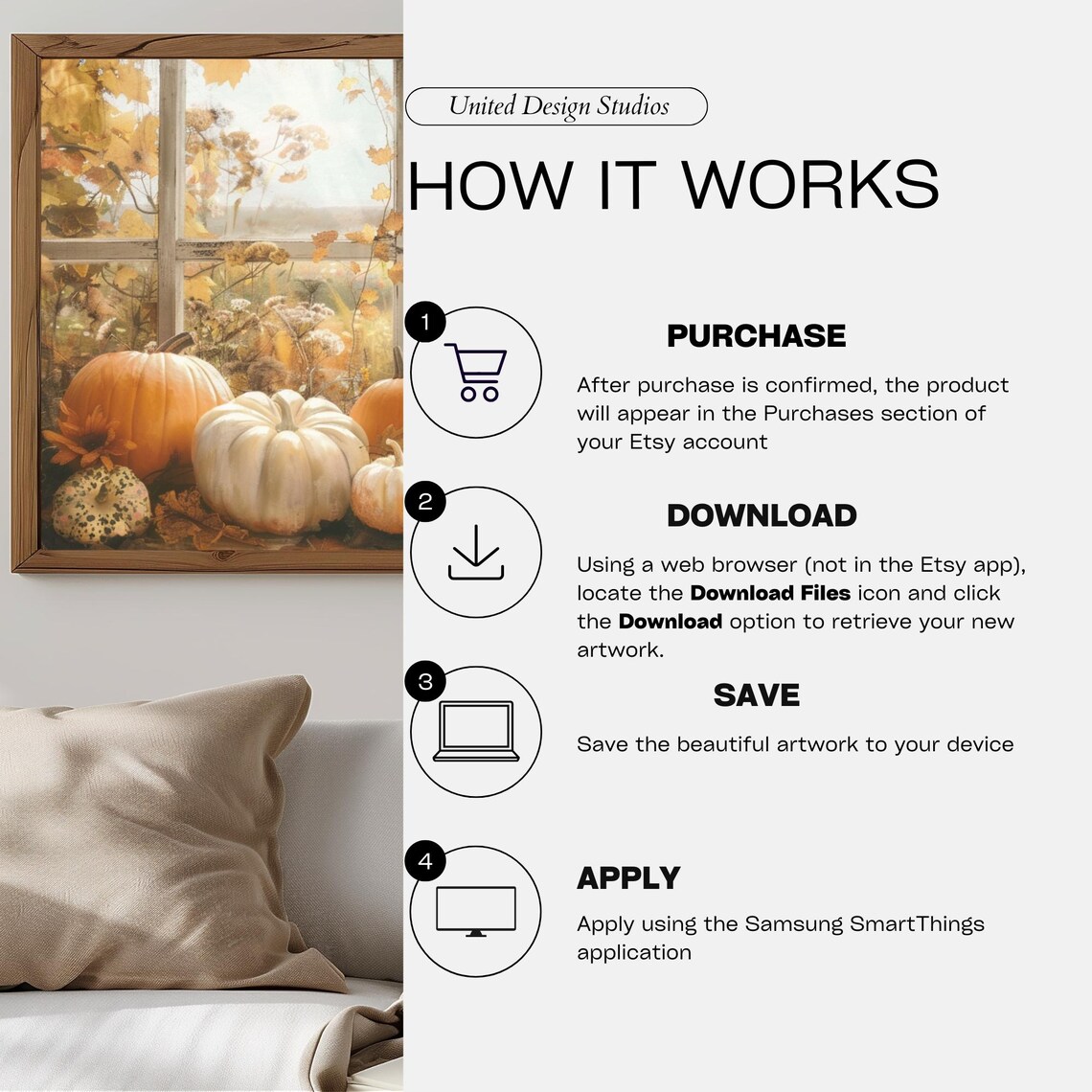 Fall Pumpkins Frame TV Art, Farmhouse Decor - Image 3