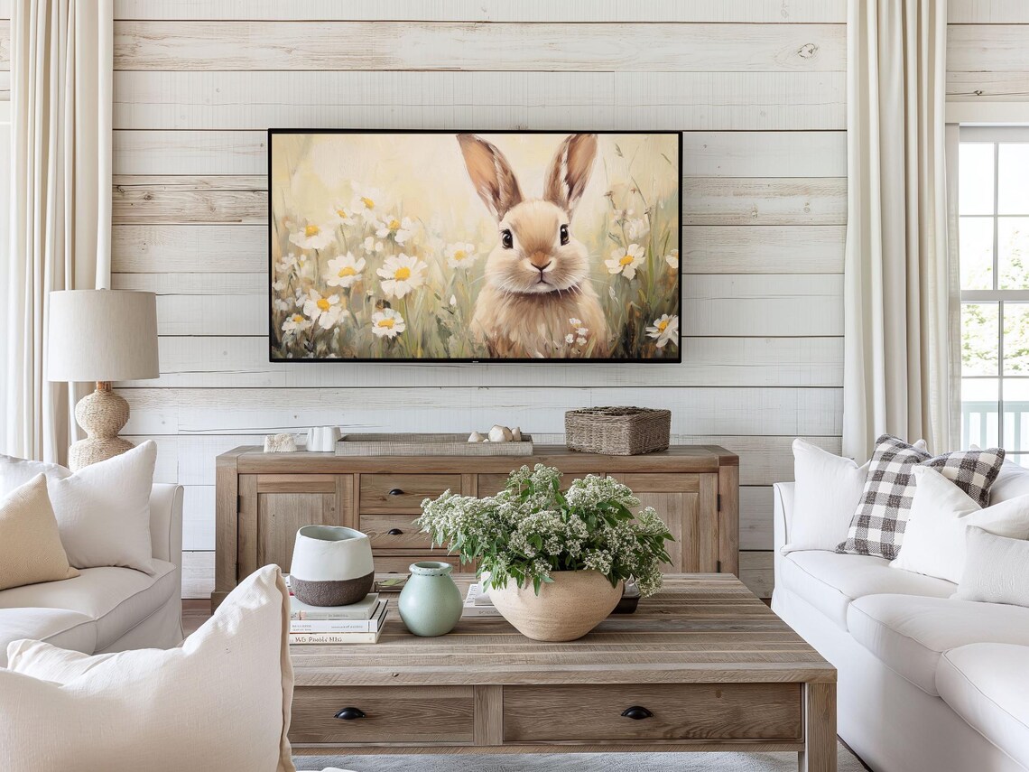 Spring Bunny Rabbit Art Print, Vintage Farmhouse Decor - Image 3