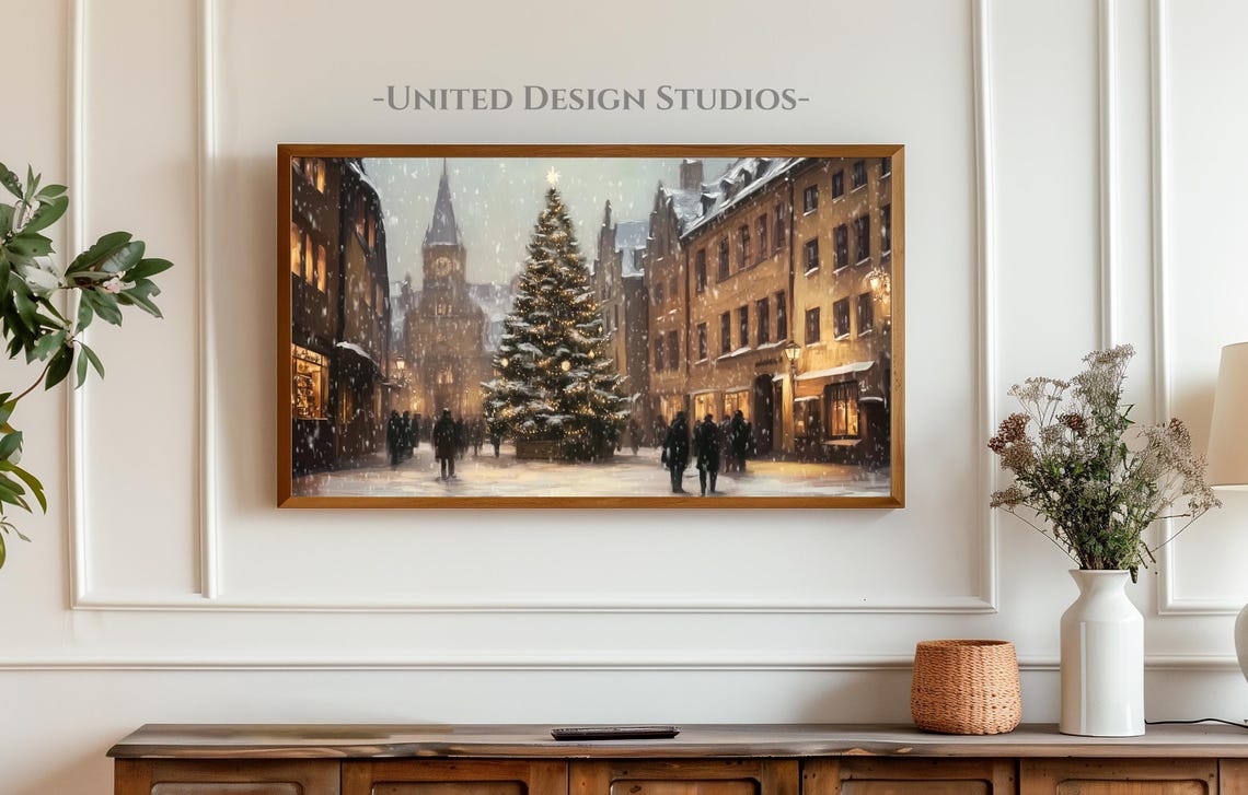Christmas Frame Tv Art Christmas Tree Frame Tv Art Moody Winter Frame Tv Art Farmhouse Christmas Tv Art Christmas City Landscape Tv Art - Image 3
