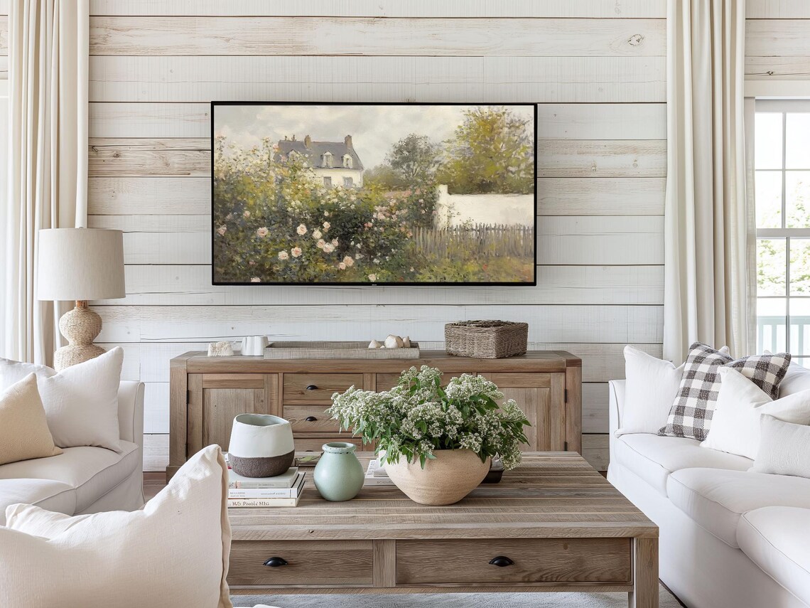 Spring Cottage Rose Garden Farmhouse Art Print - Image 2