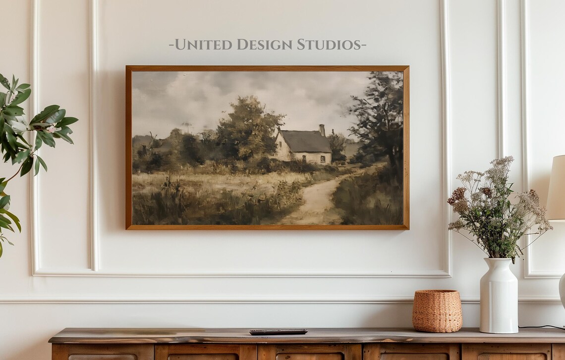 Fall Frame Tv Art Fall Cottage Oil Painting Tv Art Country Landscape Tv Art Farmhouse Decor Cottage Core Tv Art - Image 3