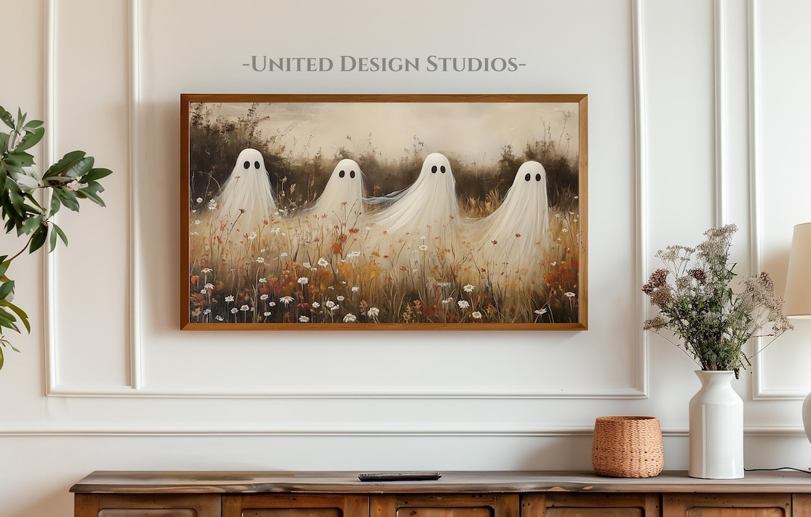 Halloween Ghosts in an Autumn Field Art Print - Image 3