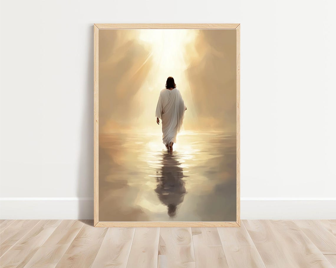 Jesus Walking On Water Toward Heaven Art Jesus Loves You Modern Christian Art Jesus Painting Jesus Art Jesus Christ Picture - Image 3
