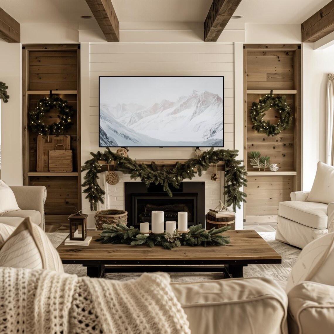 Winter Mountain Landscape Art Print, Holiday Theme - Image 5