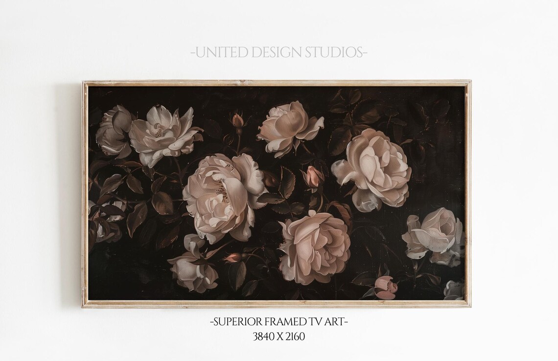 White Roses Valentine's Day Art Print, Baroque Floral