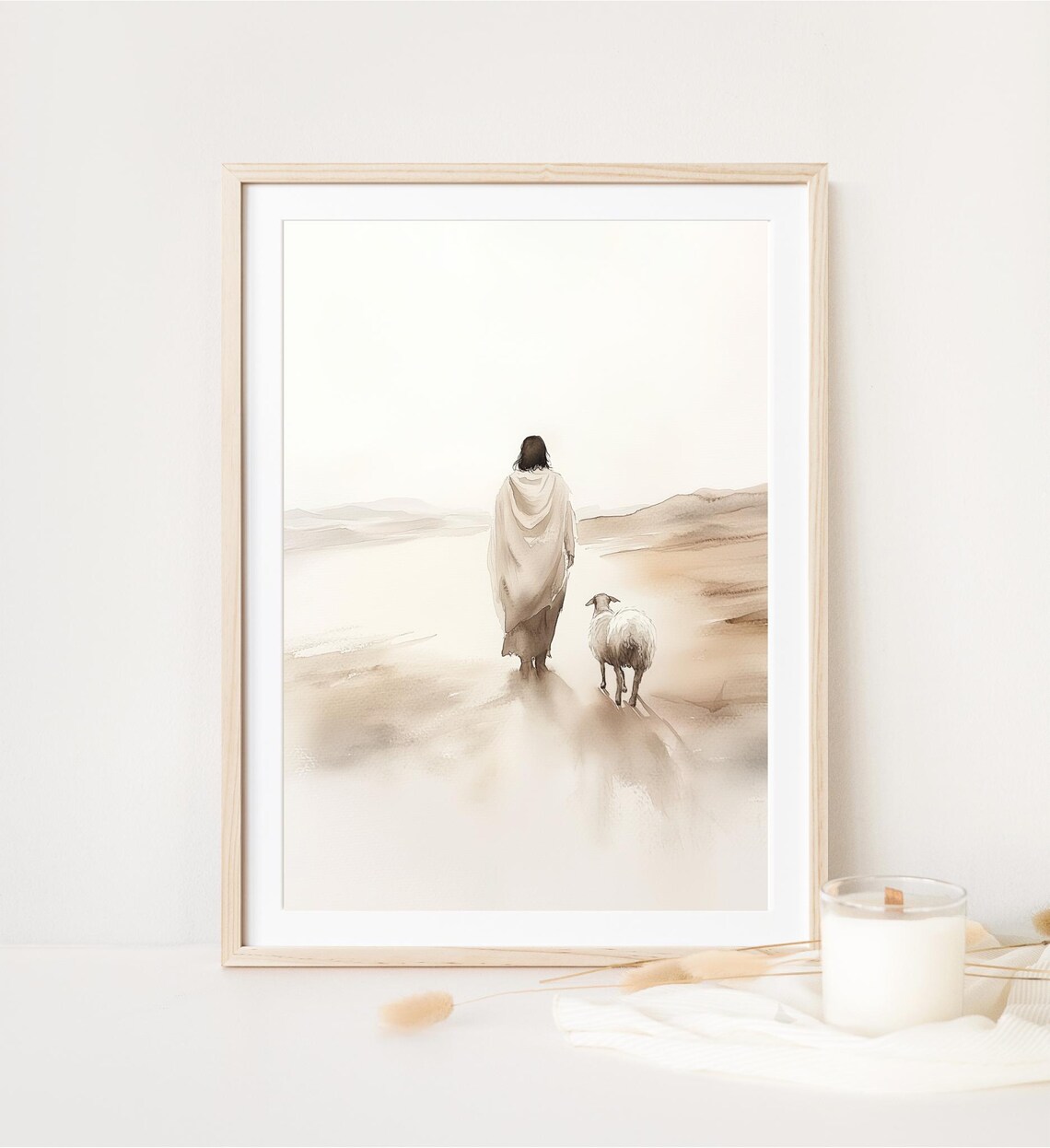 Modern Christian Jesus With Sheep Art Print - Image 4