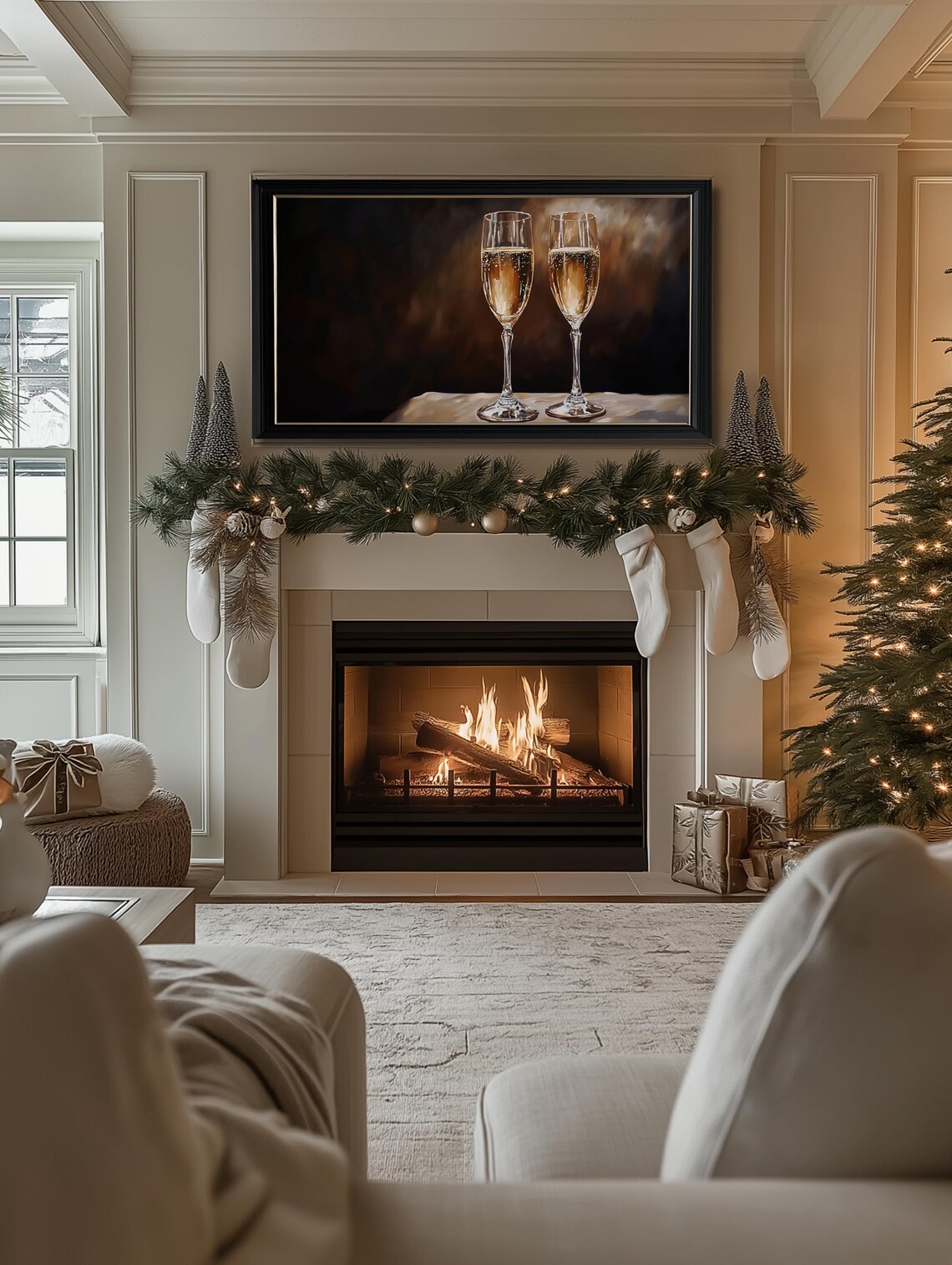 Champagne Glasses Dark Moody New Years Eve Celebration Art Poster - Image 2
