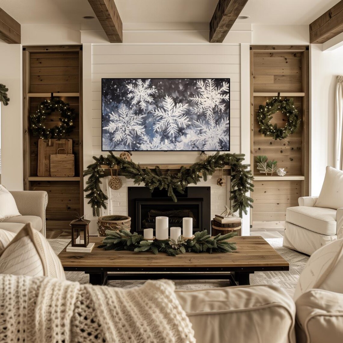 Winter Snowflake Holiday Art Print, Farmhouse Style - Image 4
