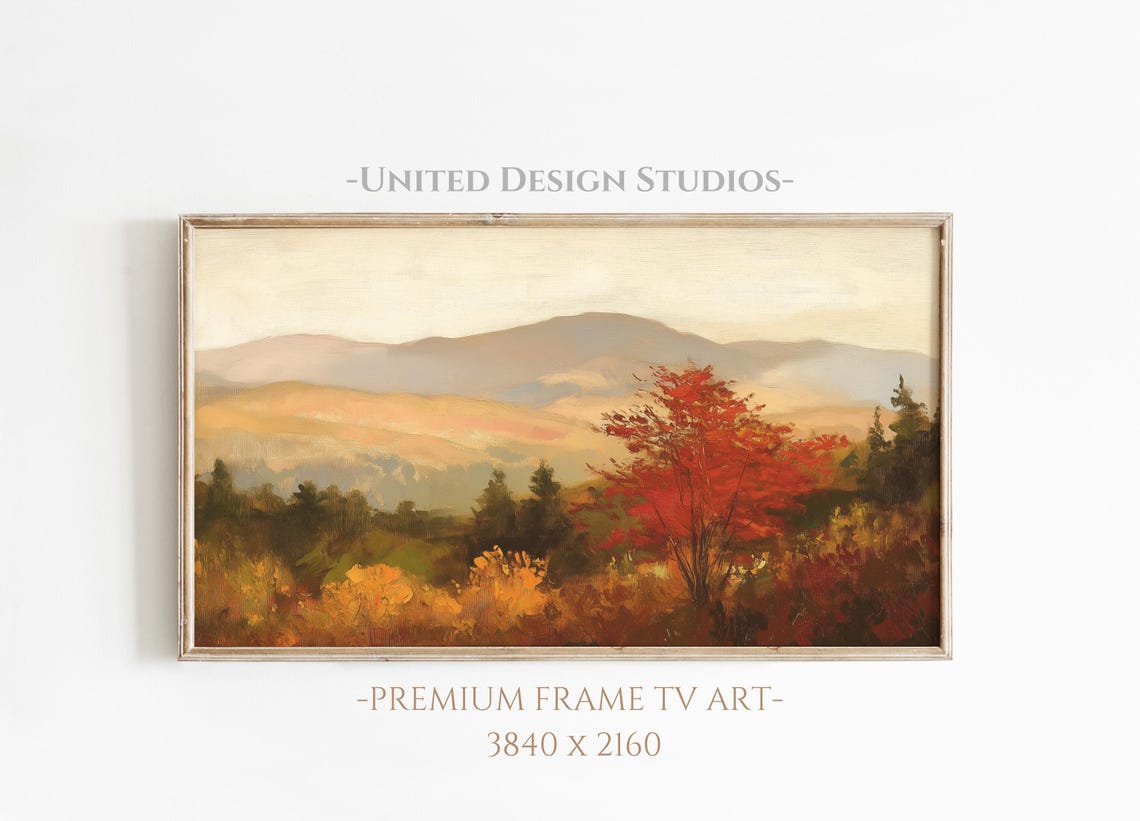 Fall Mountain Landscape Golden Hills Red Autumn Tree Panoramic Poster
