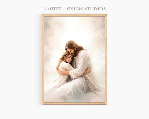 Comfort With Jesus Embracing Woman Christian Faith Painting Poster