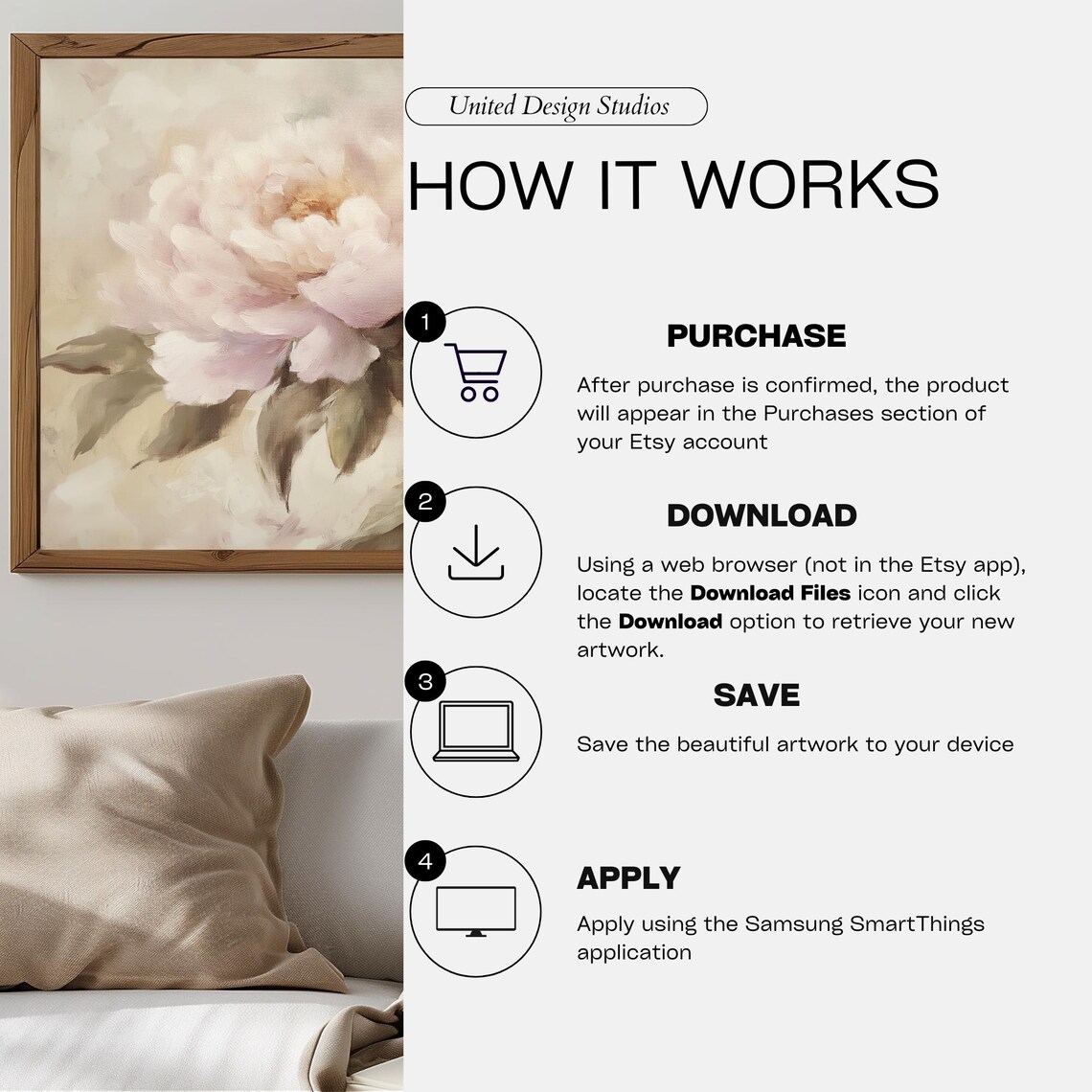Blush Cream Peonies Soft Neutral Floral Oil Painting Art Poster - Image 3