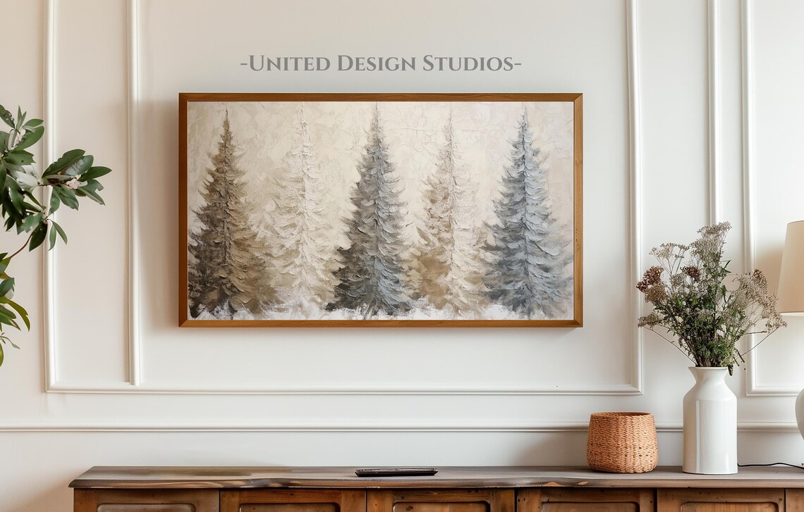 Neutral Christmas Tree Art Print, Farmhouse Winter - Image 3